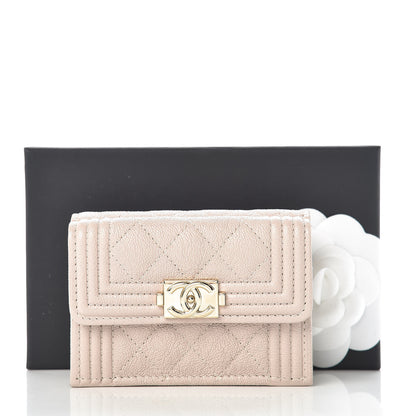 Chanel Caviar Quilted Small Boy Flap Wallet Light Beige 9 of 9