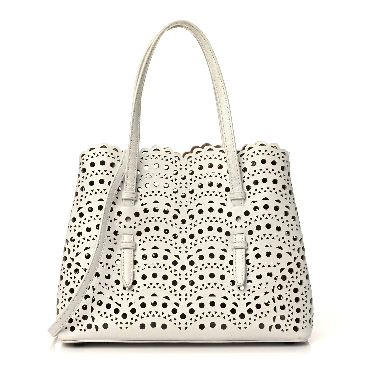 Alaia Calfskin Vienne Wave Mina 25 Bag  White 3 of 9