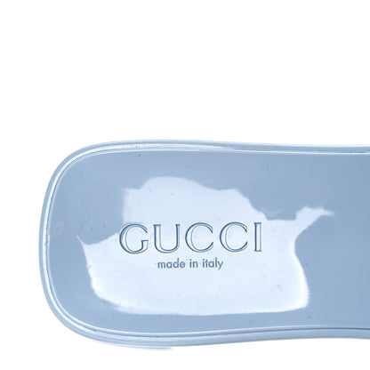 Gucci Rubber Gucci Logo Womens Platform 20/60mm Slide Sandals 38 Porcelain Light Blue 7 of 9