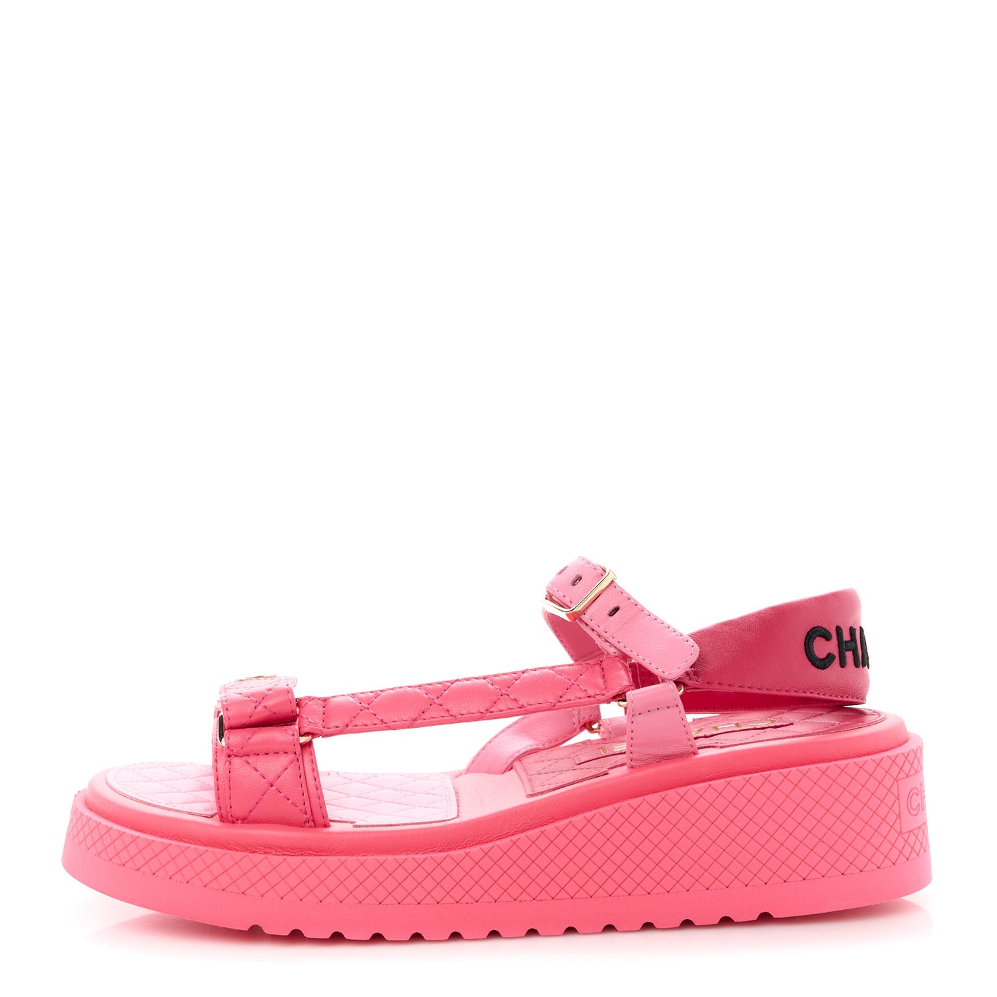 Lambskin Logo Platform Sandals 39 Red Purple Orange