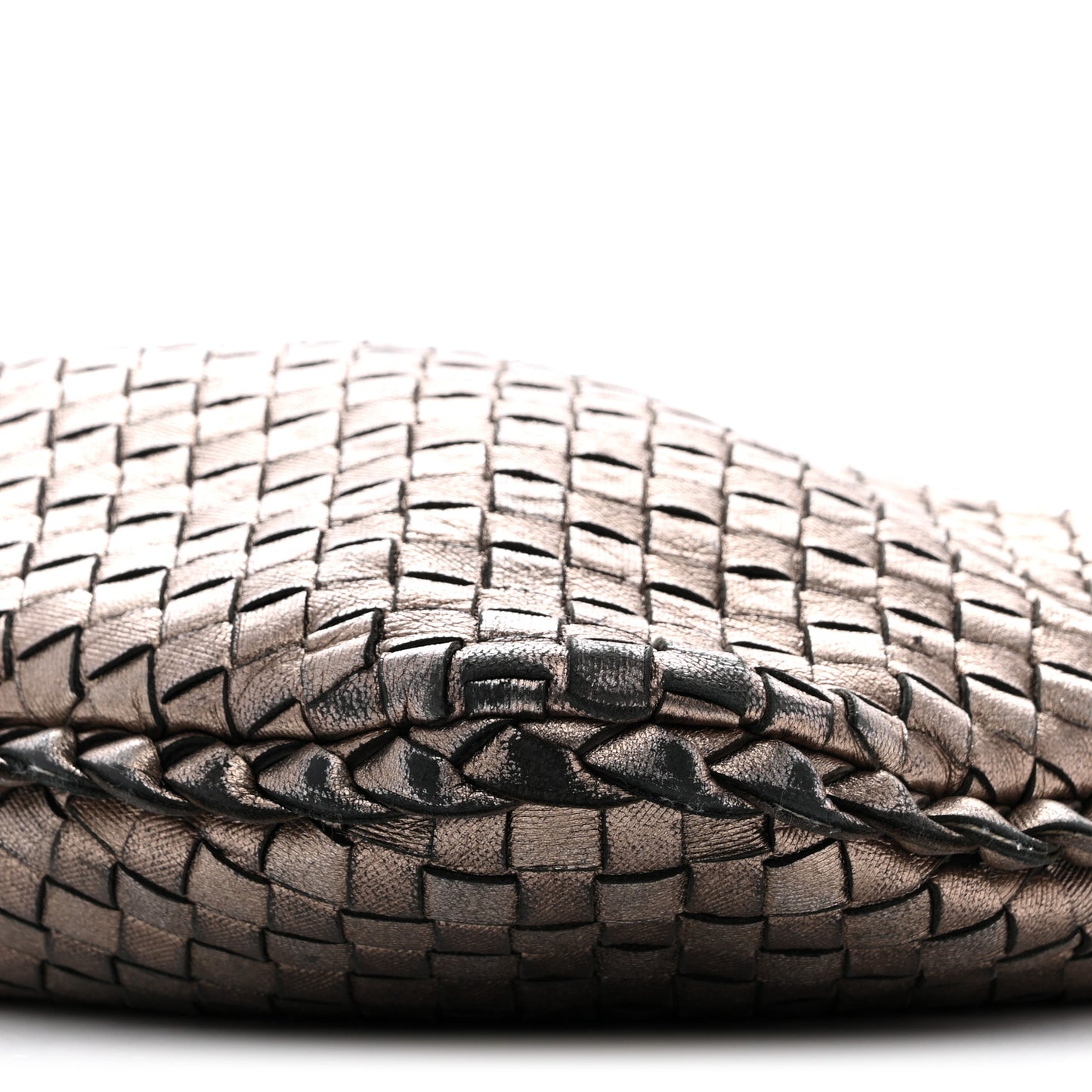 Metallic Nappa Intrecciato Medium Veneta Hobo Pewter