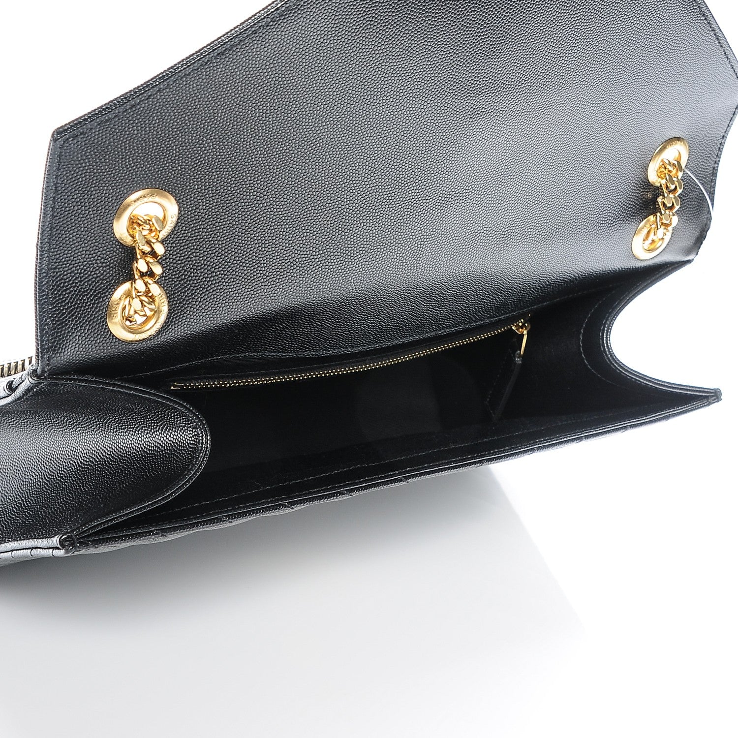 Saint Laurent Grain De Poudre Matelasse Chevron Large Monogram Satchel Black 6 of 7