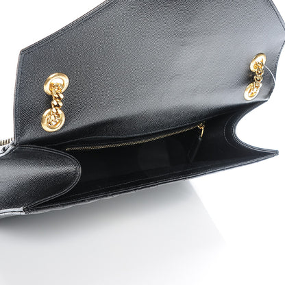 Saint Laurent Grain De Poudre Matelasse Chevron Large Monogram Satchel Black 6 of 7
