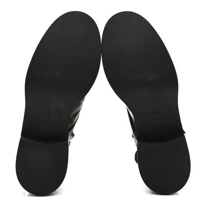 Louis Vuitton Calfskin Monogram Wonderland Flat Ranger Boots 39 Black 6 of 9