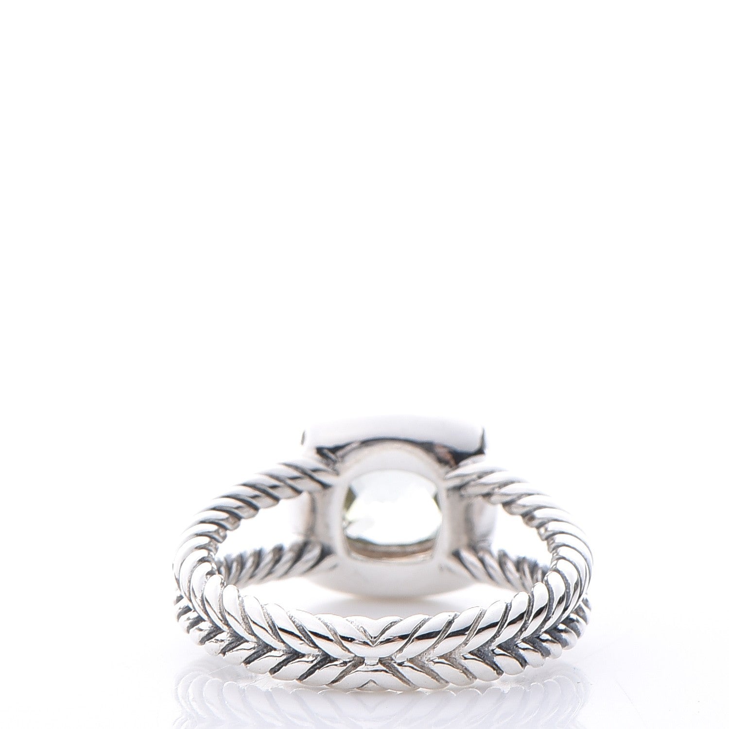 David Yurman Sterling Silver Diamond Prasiolite 7mm Petite Albion Ring 54 7 4 of 5