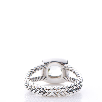 David Yurman Sterling Silver Diamond Prasiolite 7mm Petite Albion Ring 54 7 4 of 5
