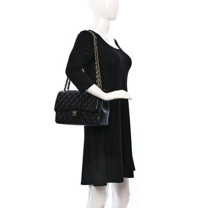 Chanel Lambskin Quilted Jumbo Double Flap Black 2 of 9