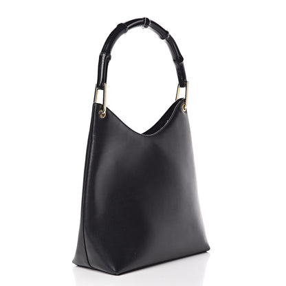 Gucci Smooth Calfskin Bamboo Handle Shoulder Bag Black 3 of 14