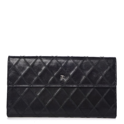Chanel Lambskin Diamond Stitched Flap Wallet Black 1 of 8