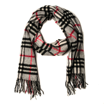 Burberry Cashmere Nova Check Fringe Scarf Charcoal 1 of 3