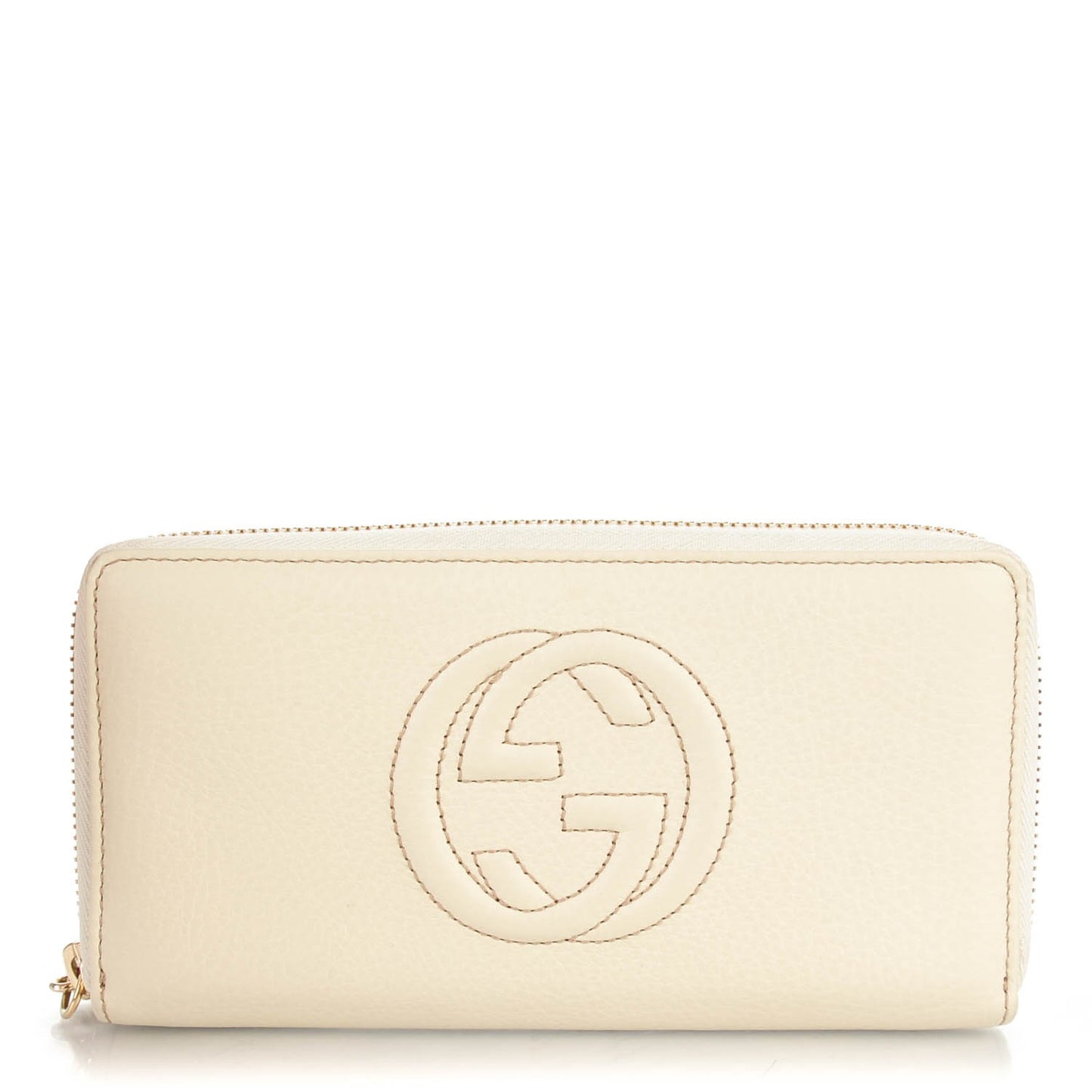 Pebbled Calfskin Soho Zip Around Wallet Off White