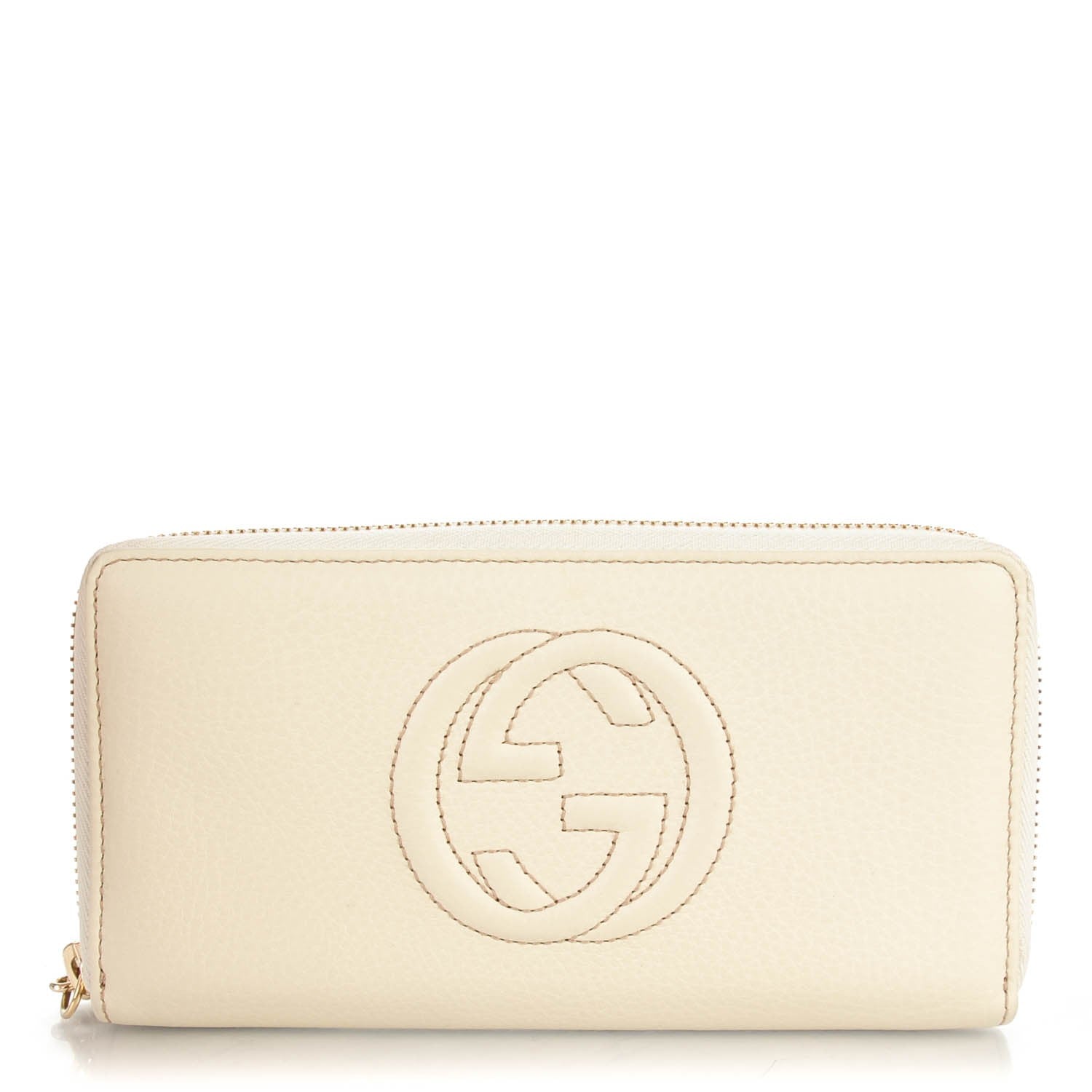 Gucci Pebbled Calfskin Soho Zip Around Wallet Off White 1 of 7