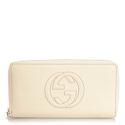 Gucci Pebbled Calfskin Soho Zip Around Wallet Off White 1 of 7