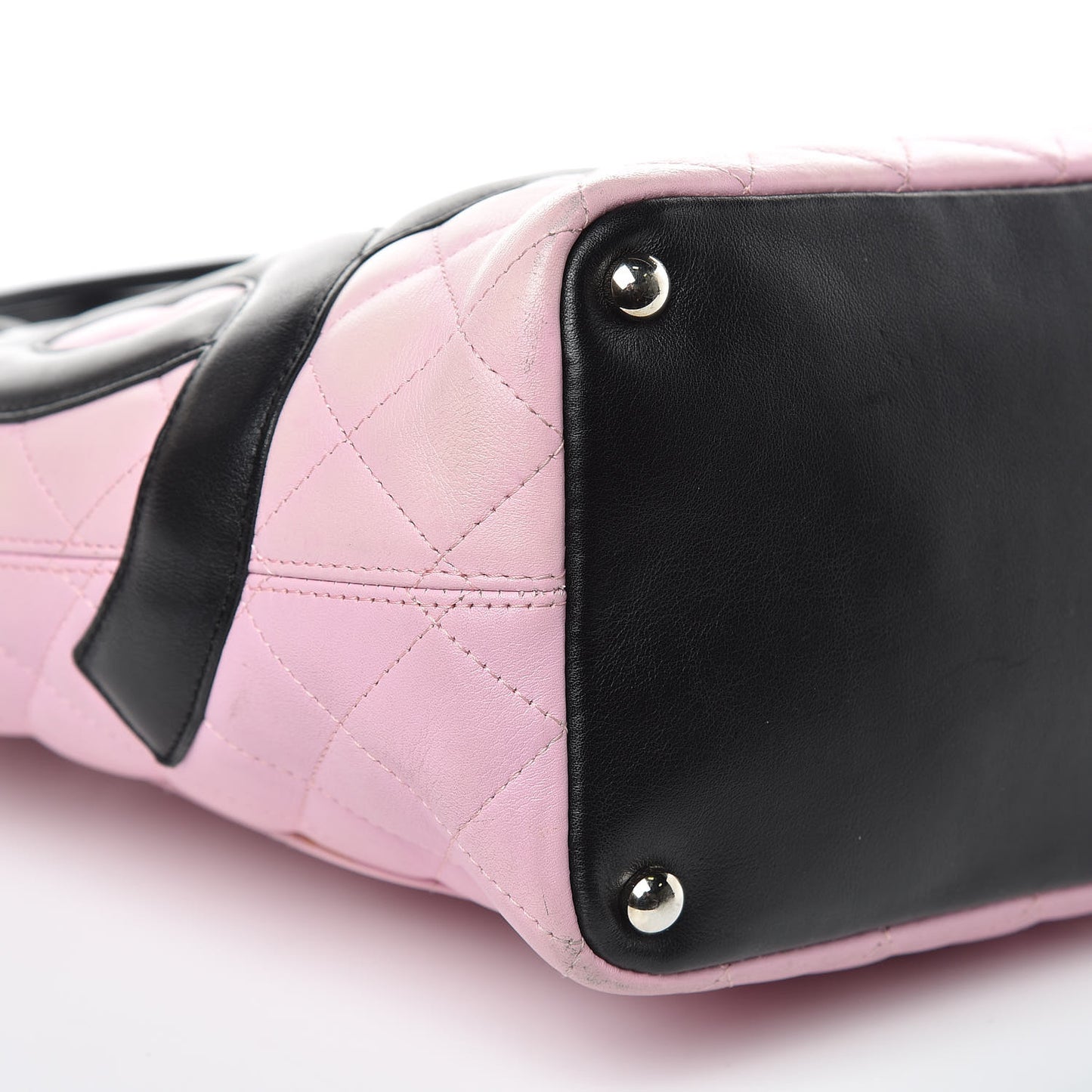Calfskin Quilted Medium Cambon Tote Pink Black