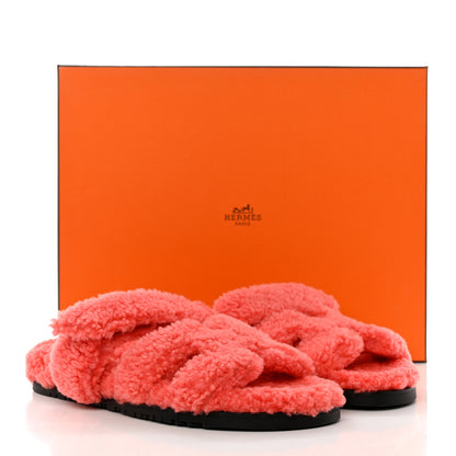 Hermes Woolskin Womens Chypre Sandals 40 Rose Du Desert 9 of 9