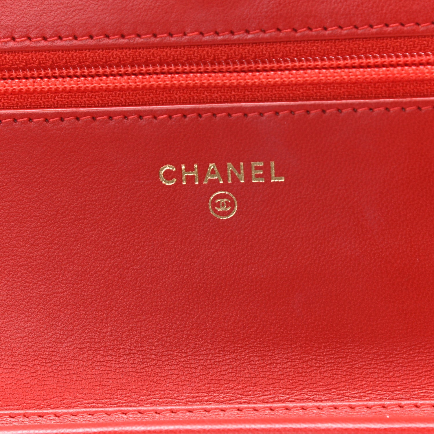 Chanel Lambskin Quilted Wallet On Chain WOC Red 6 of 14