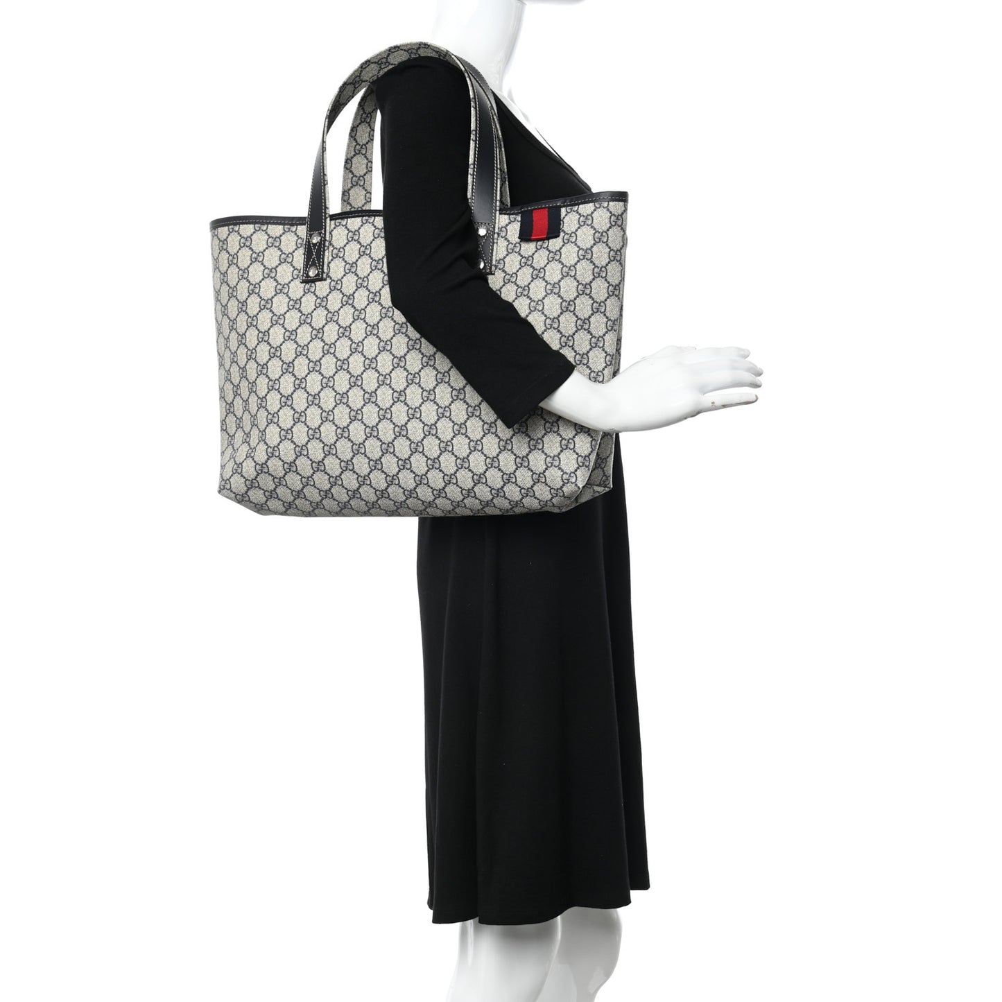 GG Plus Monogram Medium Signature Web Loop Tote Navy