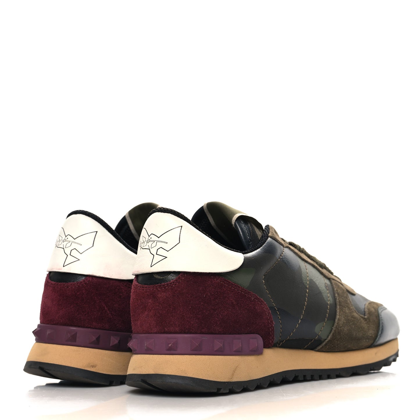 Nappa Suede Camouflage Womens Rockrunner Sneakers 40 Kaki Platine
