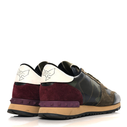 Valentino Garavani Nappa Suede Camouflage Womens Rockrunner Sneakers 40 Kaki Platine 5 of 9