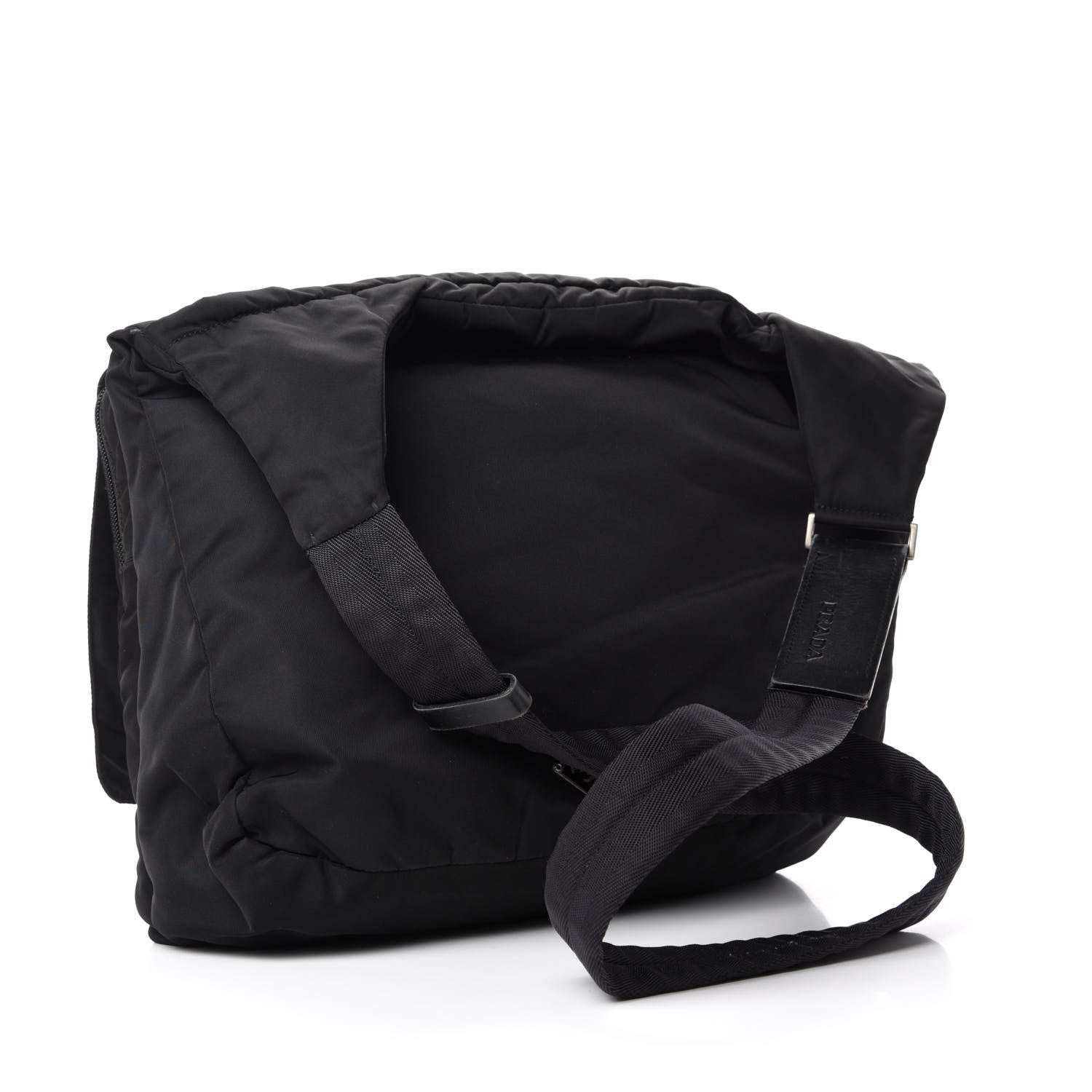 Prada Tessuto Nylon Saffiano Messenger Satchel Black 3 of 11
