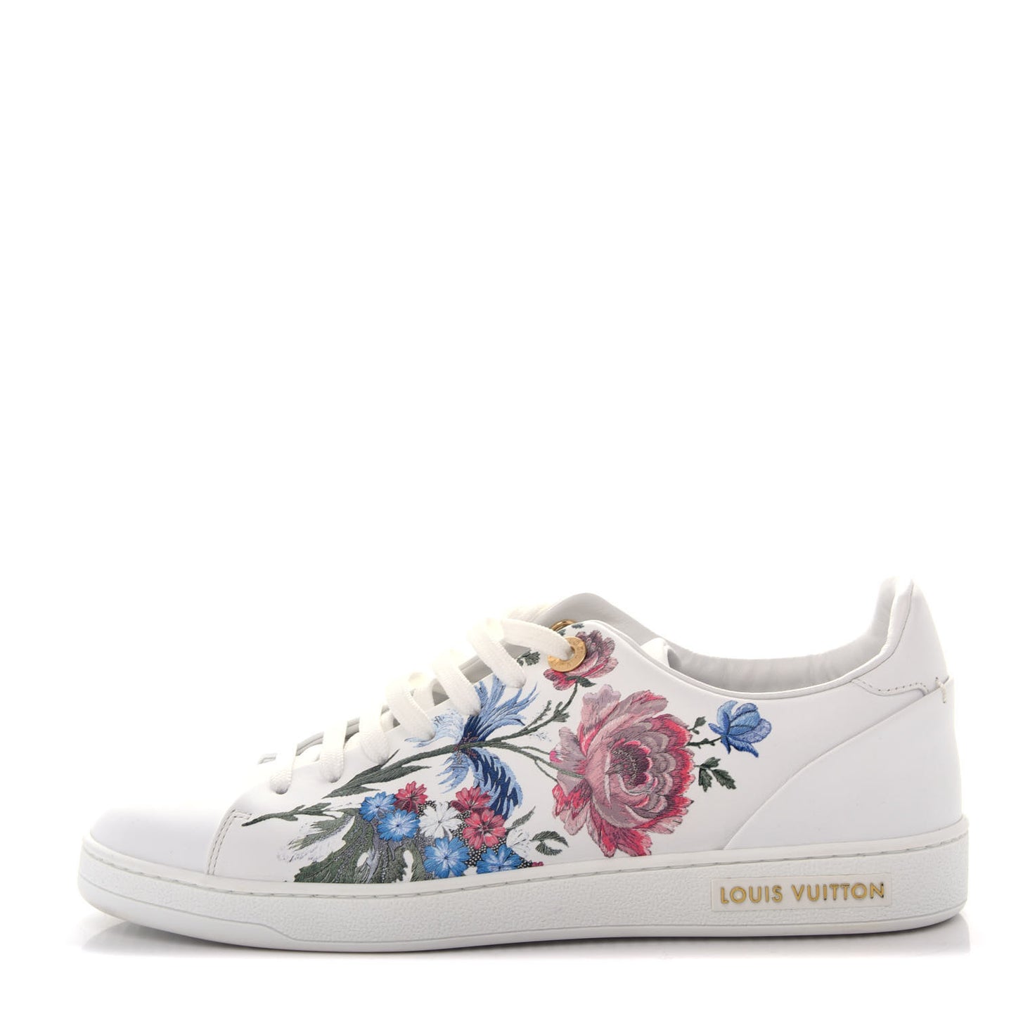 Calfskin Floral Frontrow Sneakers 39 White