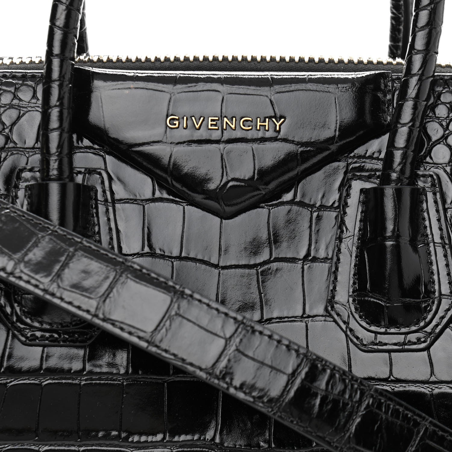 Givenchy Calfskin Crocodile Embossed Small Antigona Black 8 of 12