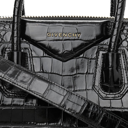 Givenchy Calfskin Crocodile Embossed Small Antigona Black 8 of 12