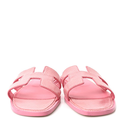 Hermes Lizard Oran Sandals 38 Pavot 3 of 10