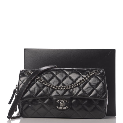 Chanel Glazed Calfskin Medium Duo Color Flap Black 11 of 11