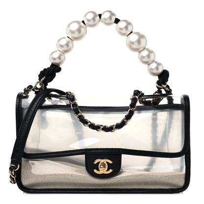 Chanel Lambskin PVC Sand By The Sea Flap With Pearl Strap Black 1 of 11