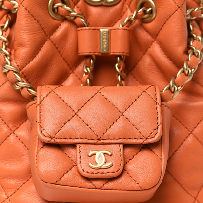 Chanel Calfskin Quilted Small CC Chain Bucket Backpack Orange 8 of 10