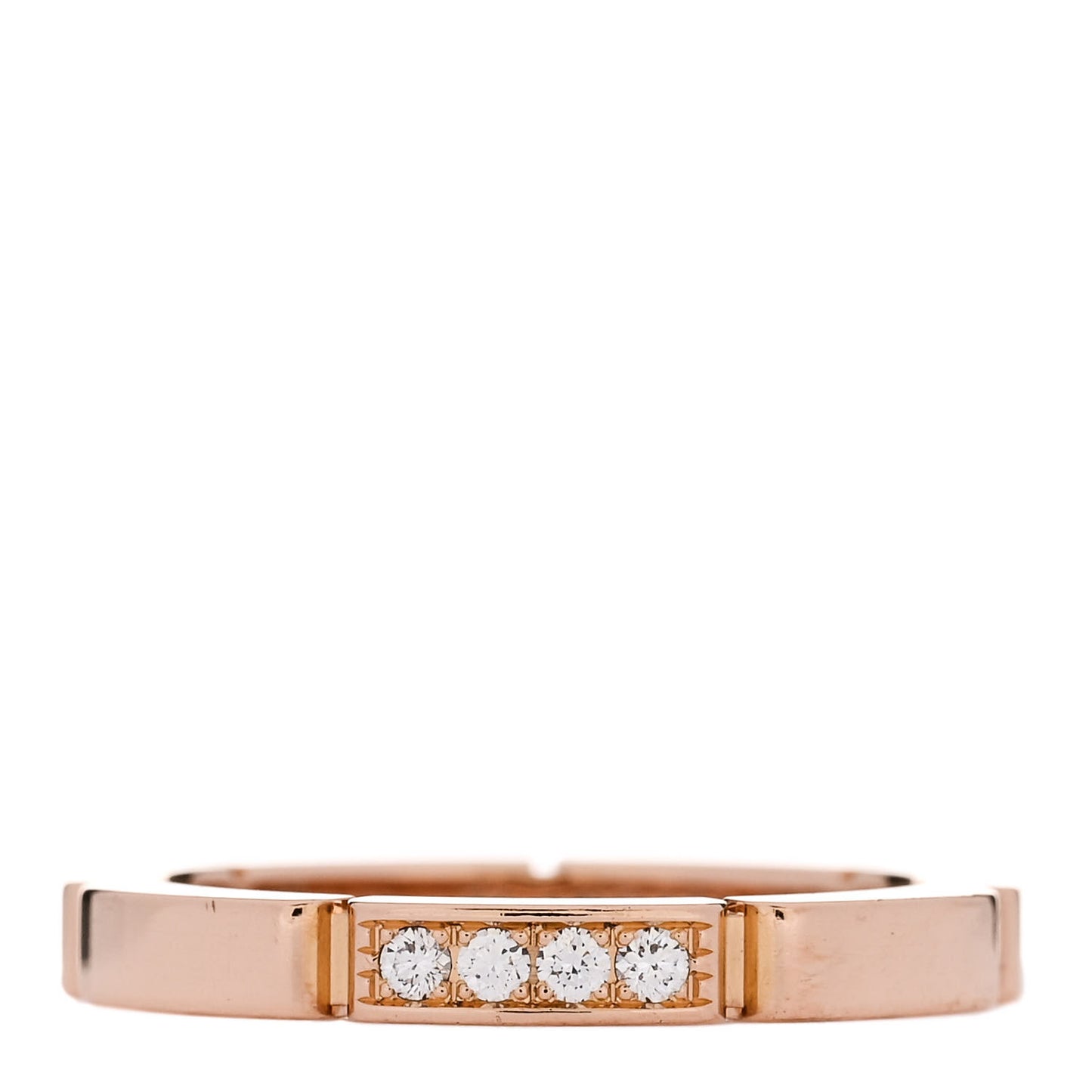 18K Pink Gold Diamond Maillon Panthere Wedding Band Ring 51 5.75