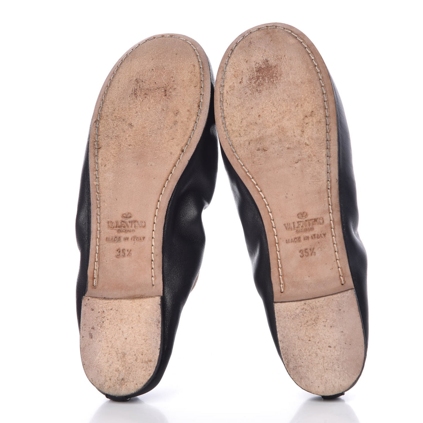 Nappa Rockstud Cross Strap Ballerina Flats 35.5 Black
