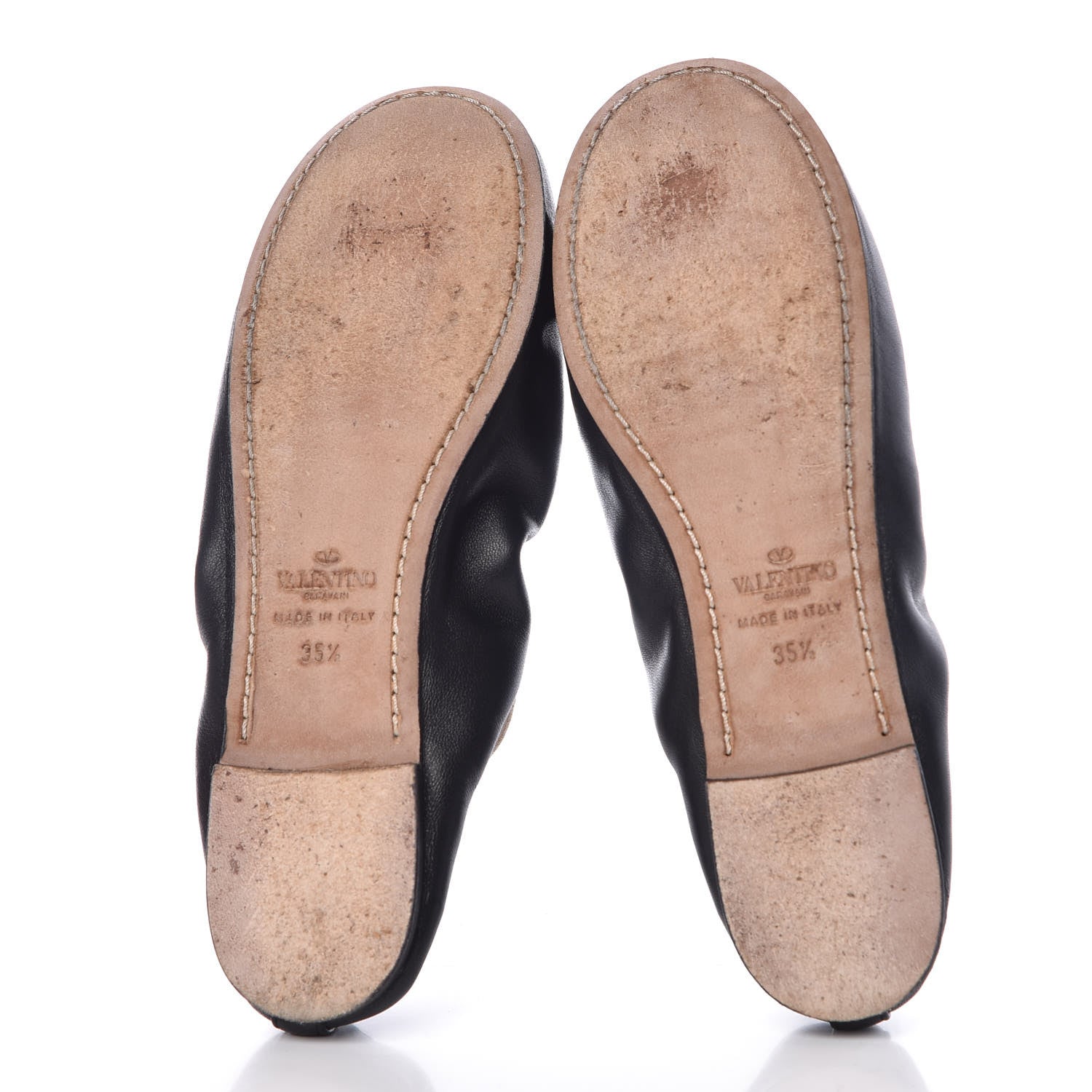 Valentino Garavani Nappa Rockstud Cross Strap Ballerina Flats 35.5 Black 7 of 10