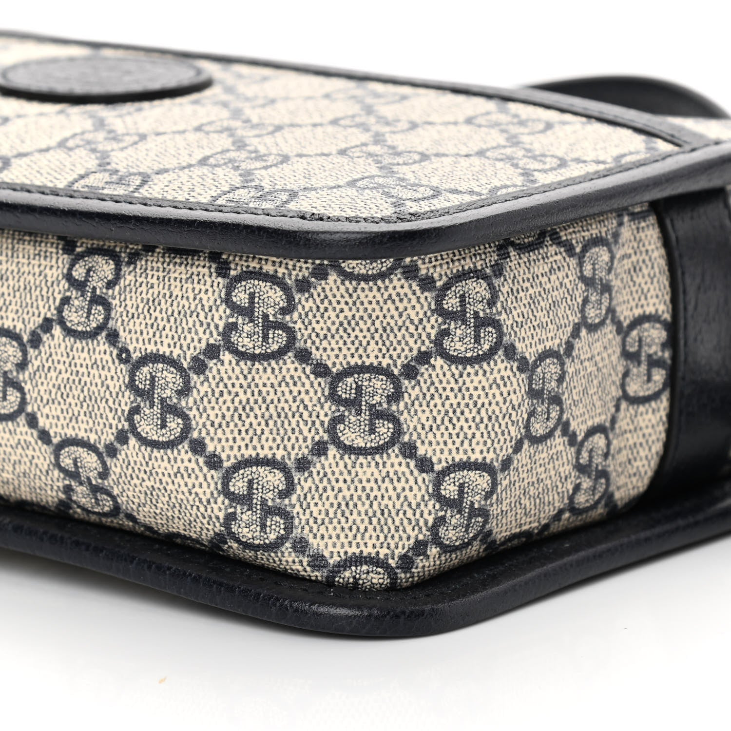 Gucci GG Supreme Monogram Textured Dollar Calfskin Mini Retro Interlocking G Shoulder Bag Beige Blue 10 of 10