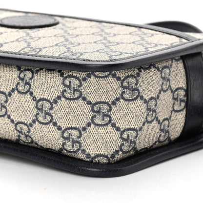Gucci GG Supreme Monogram Textured Dollar Calfskin Mini Retro Interlocking G Shoulder Bag Beige Blue 10 of 10