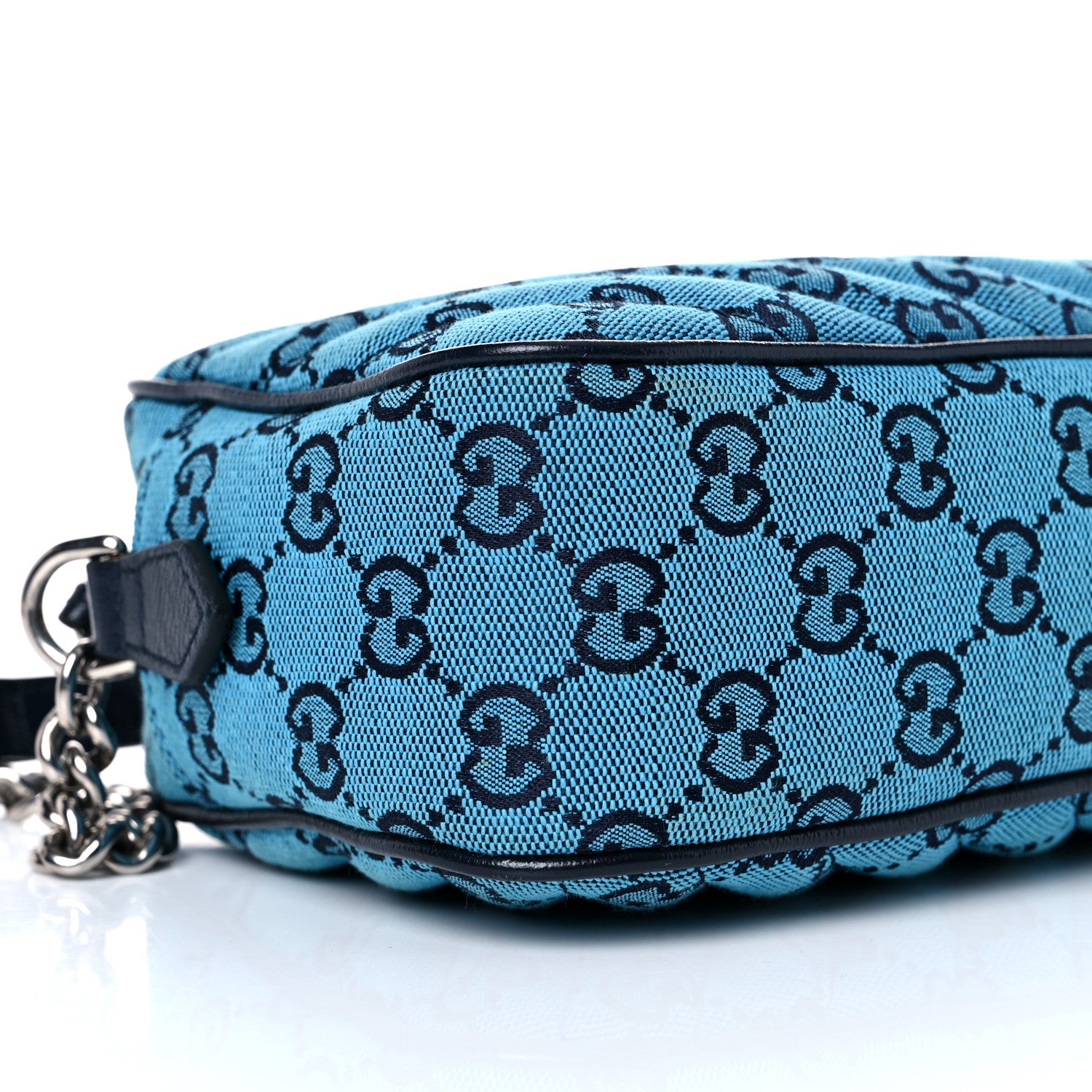 Gucci Monogram Multicolor Matelasse Diagonal Small GG Marmont Chain Shoulder Bag Light Blue 8 of 13