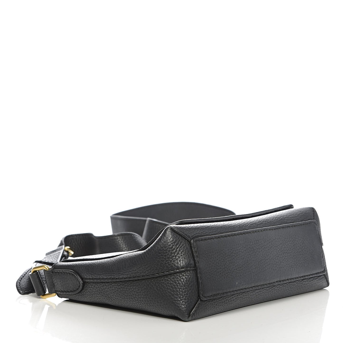 Grainy Calfskin Embossed Small Messenger Black