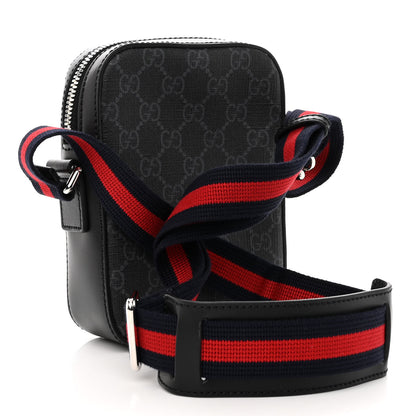 Gucci GG Supreme Monogram Appia Calfskin Web Small Camera Messenger Bag Black Grey 3 of 10