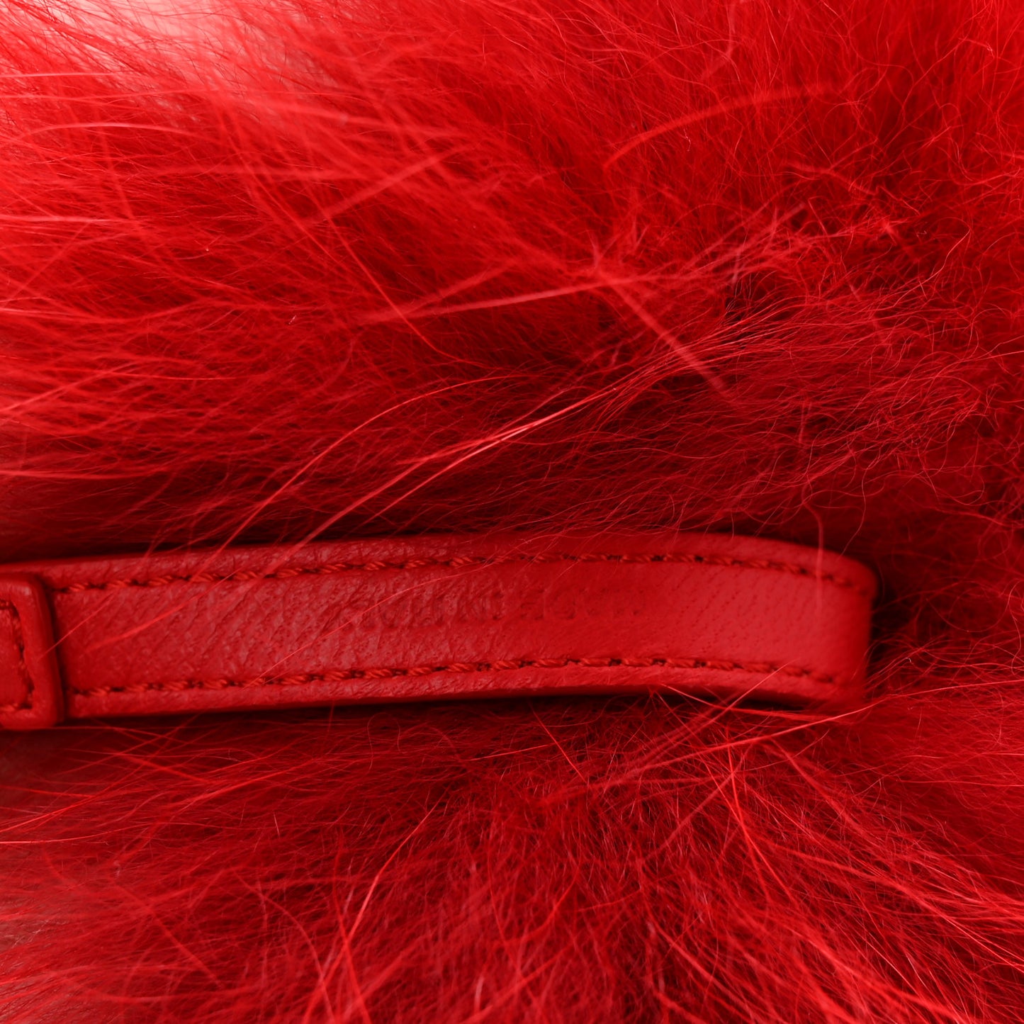 Fox Fur Shiny Nappa Heart Pom Pom Bag Charm Rosso Rosa