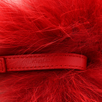 Fendi Fox Fur Shiny Nappa Heart Pom Pom Bag Charm Rosso Rosa 4 of 4