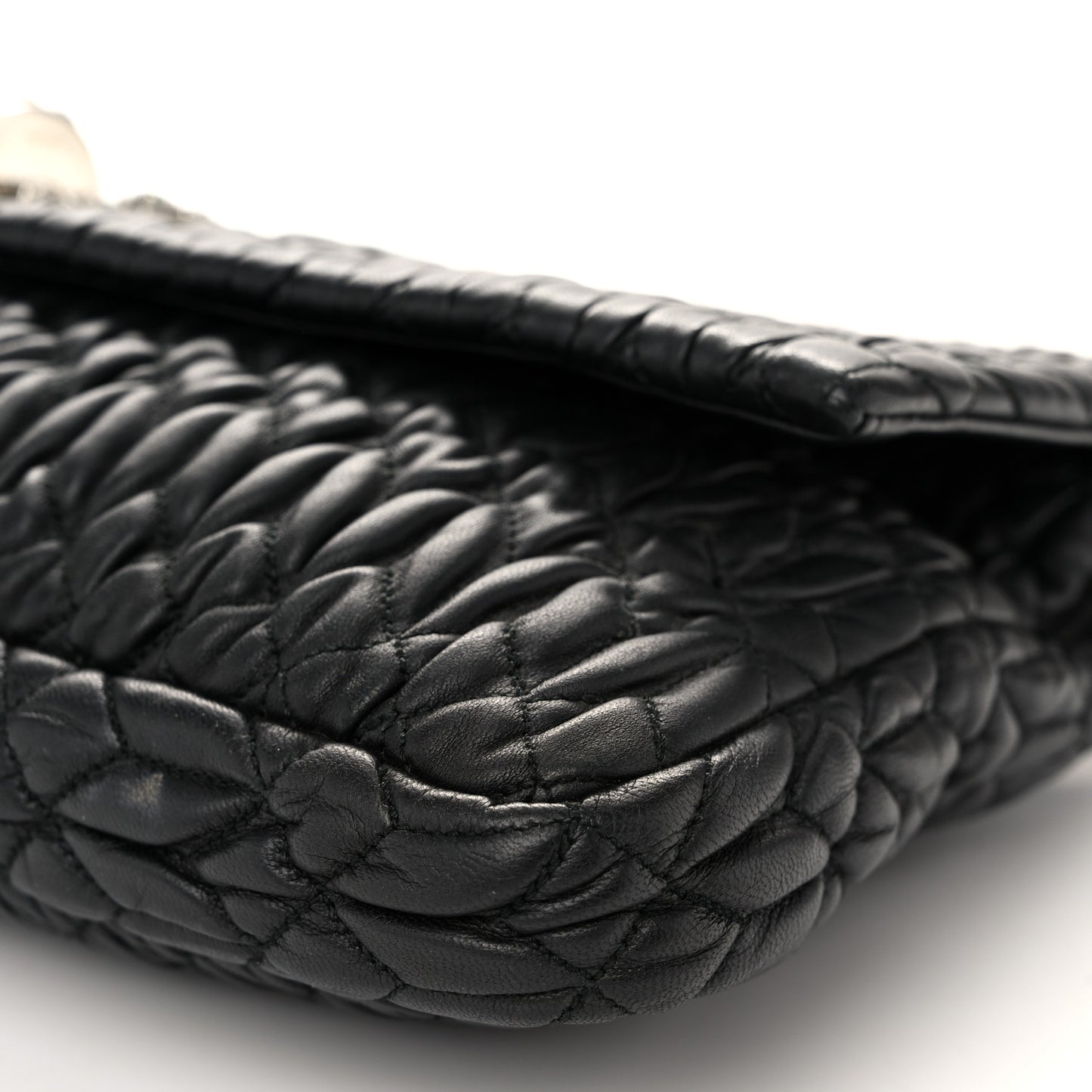 Nappa Matelasse Crystal Flap Clutch Black