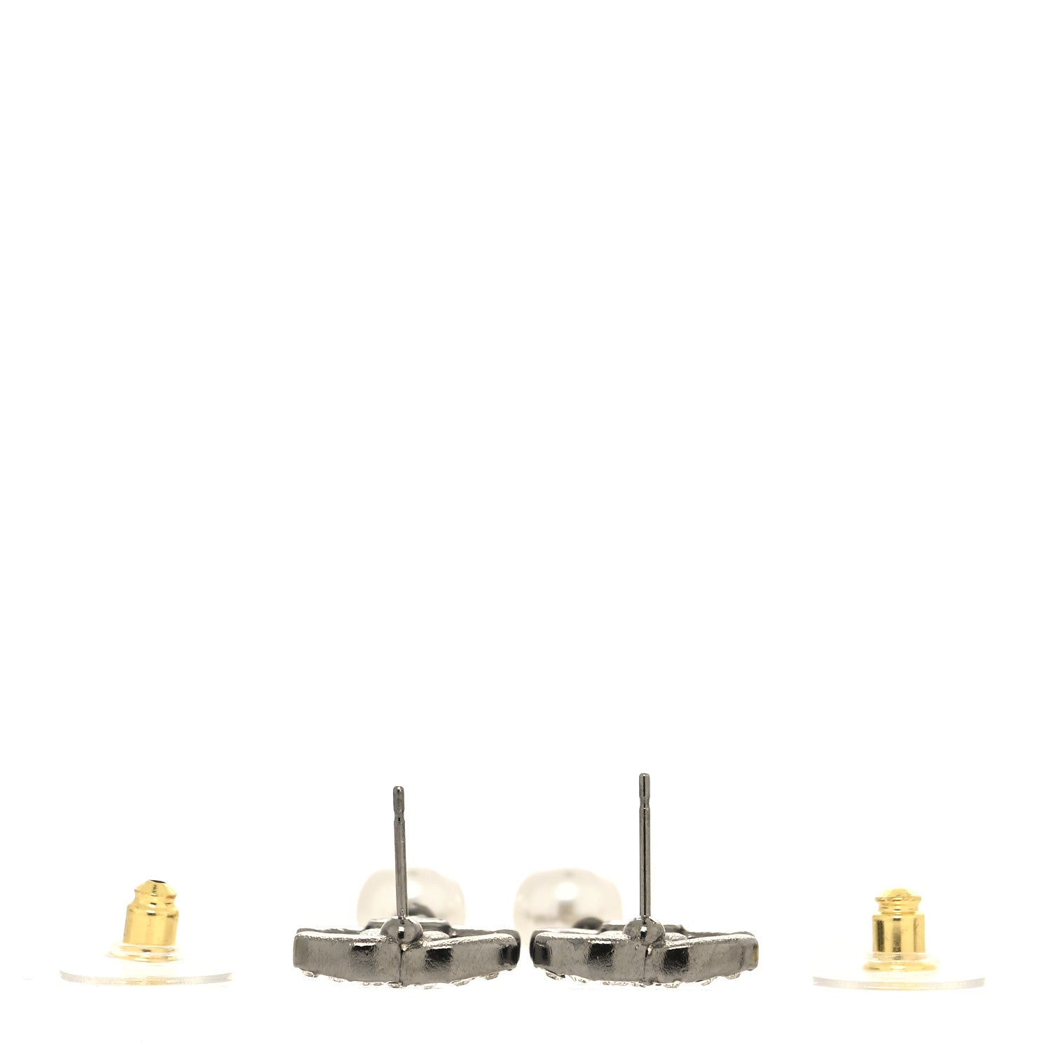 Chanel Crystal Pearl CC Drop Earrings Ruthenium 3 of 4