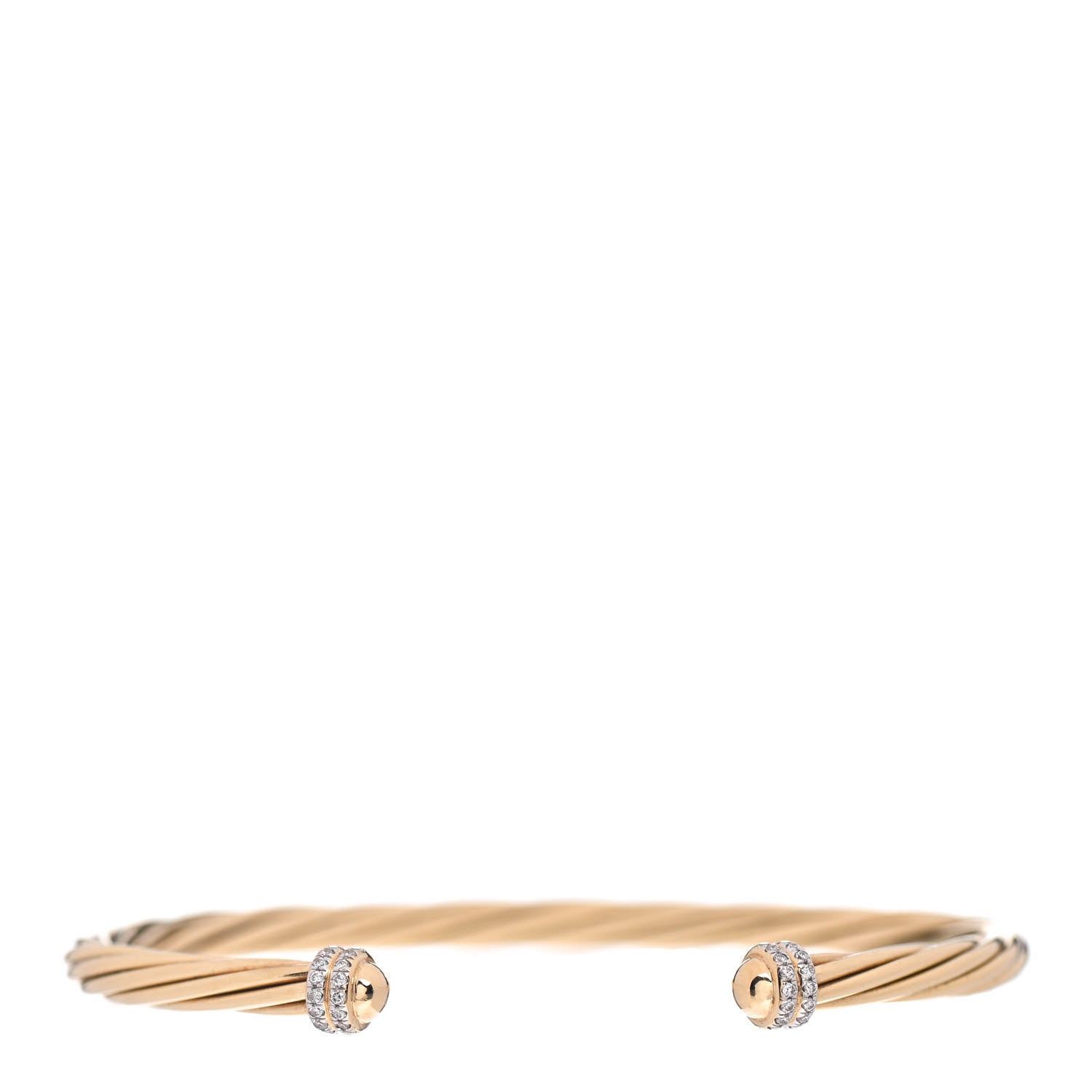 David Yurman 18K Yellow Gold Diamond 4mm Helena Cuff Bracelet 1 of 4