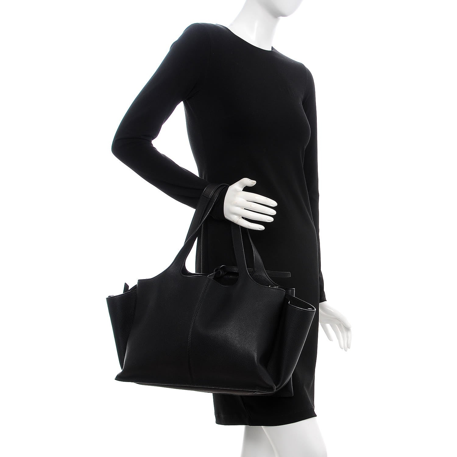 Celine Baby Grained Calfskin Medium Tri-Fold Bag Black 2 of 9