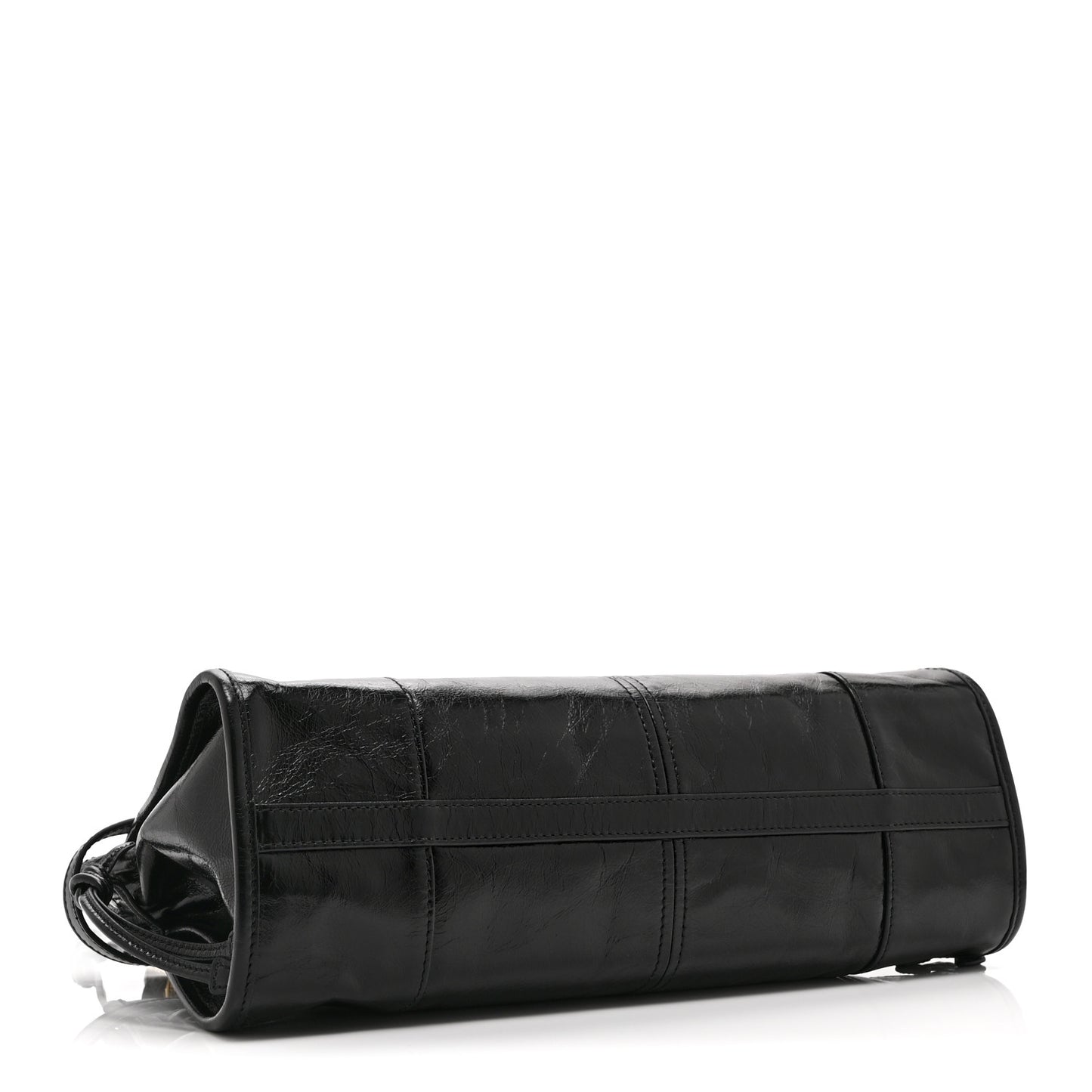 Glossy Calfskin Triangle Medium Bonnie Shoulder Bag Black
