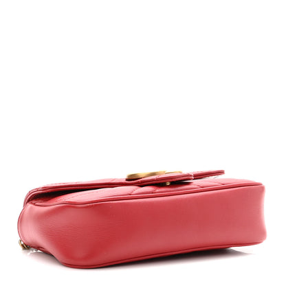 Gucci Calfskin Matelasse Super Mini GG Marmont Shoulder Bag Hibiscus Red 4 of 10