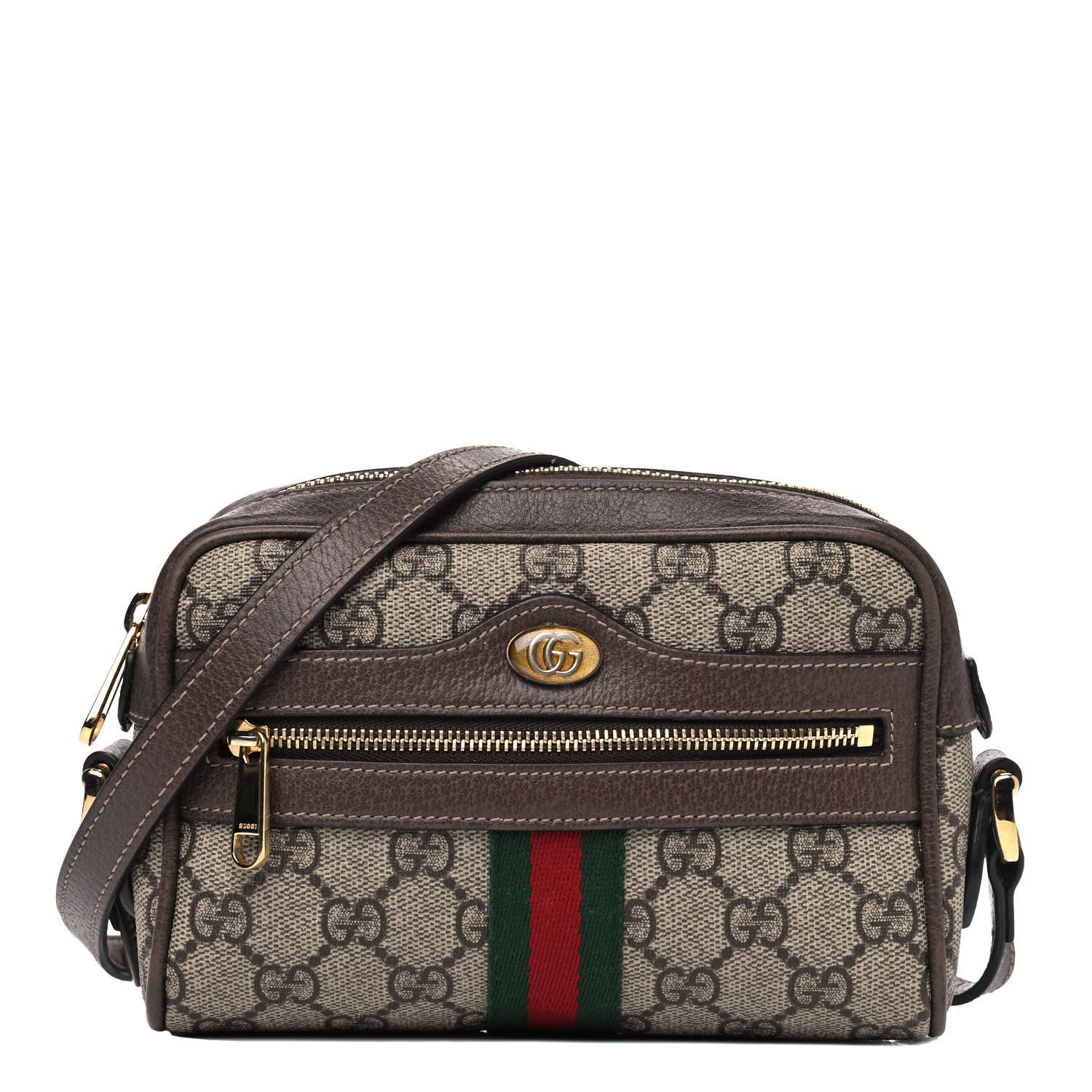 Gucci GG Supreme Monogram Web Mini Ophidia Shoulder Bag Brown 1 of 8