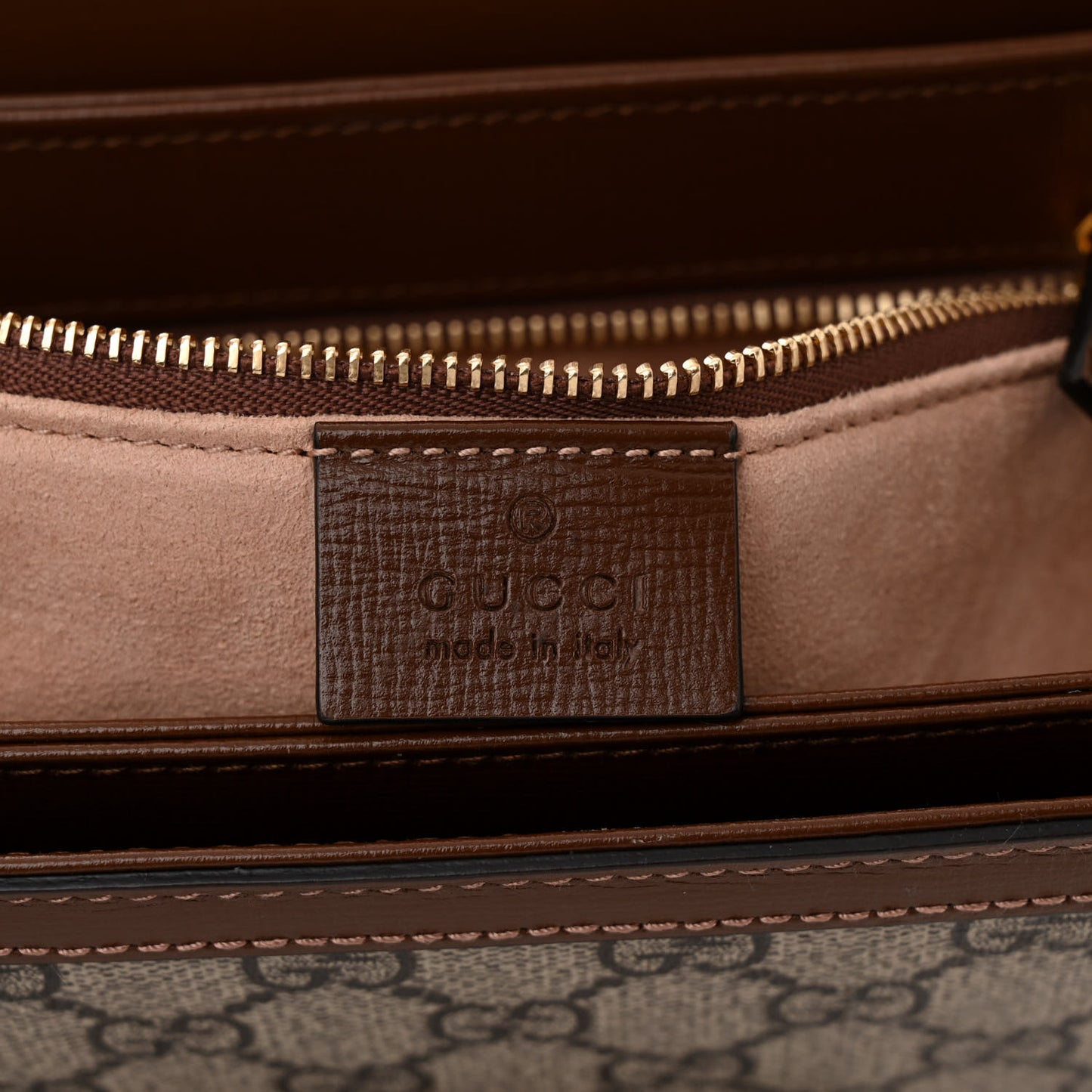 GG Supreme Monogram Horsebit 1955 Shoulder Bag Beige Brown Sugar