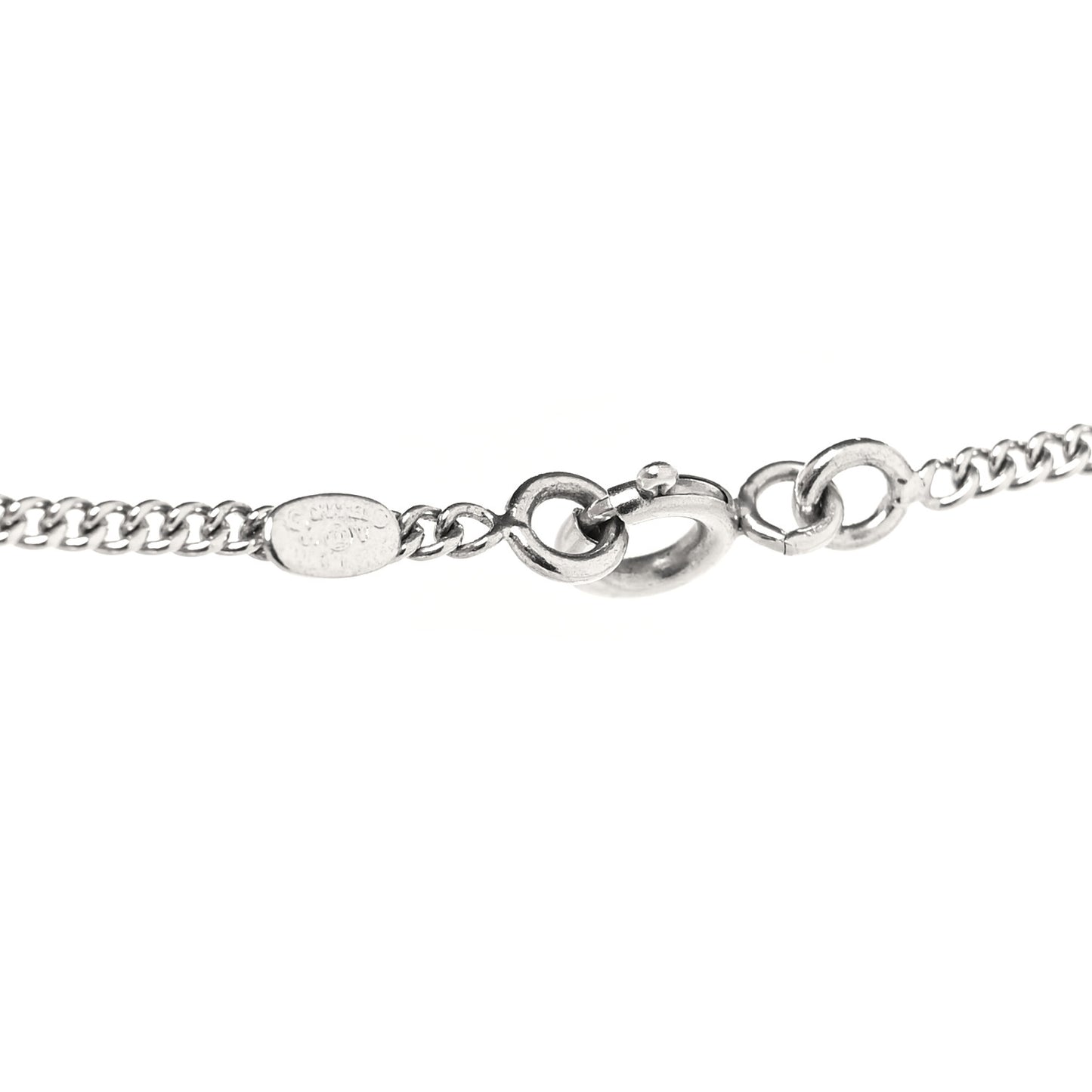Crystal CC Pendant Necklace Silver